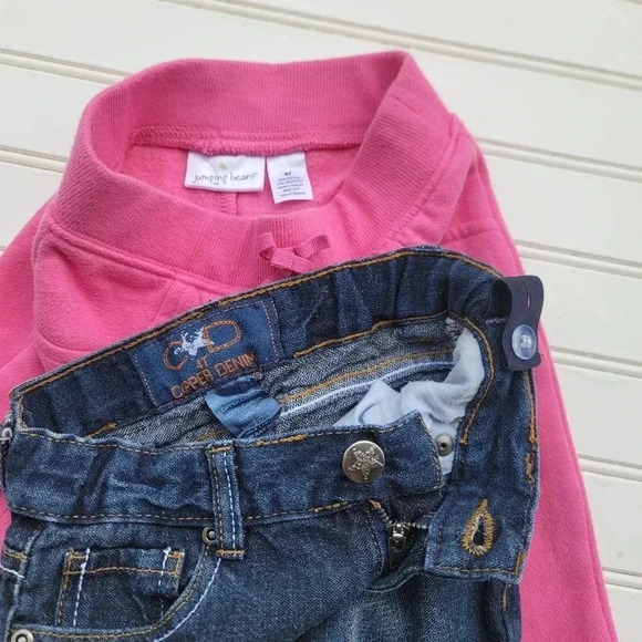 Lot Of 4 Kids Place Cherokee Denim Jeans Flare Girls Blue Adjustable Wide 4T - Picture 3 of 11